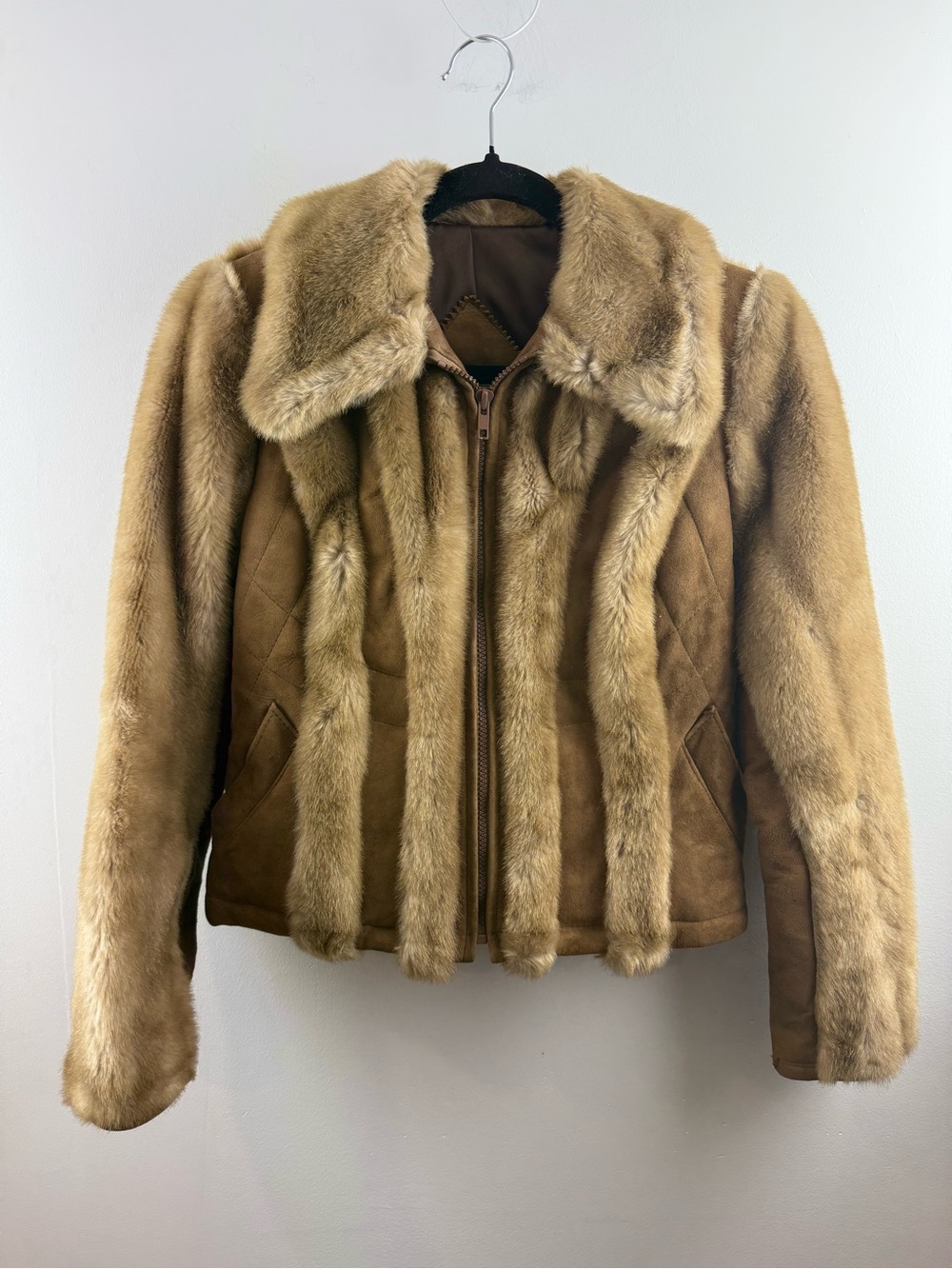 Vintage 70s Penny Lane Suede Faux Fur Jacket Made in Canada